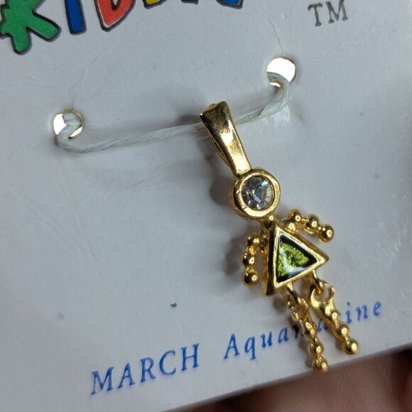 Krystal Kiddies March Aquamarine Birthstone Charm Gold-Plated Baby Pendant - Picture 2 of 2